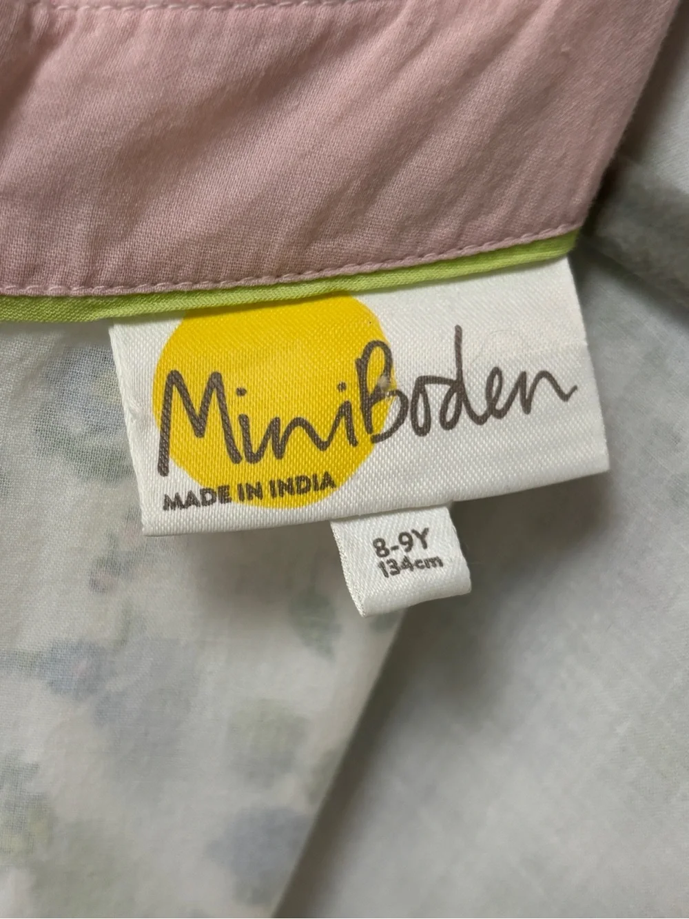 Mini Boden White Floral  Floral Tiered Dress with Pink, Blue & Green 8-9 yrs